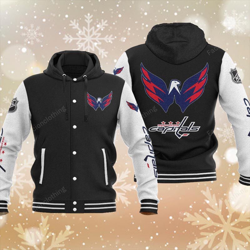Sportswearmerch Washington Capitals NHL Personalized Hooded Baseball Jacket For Fan