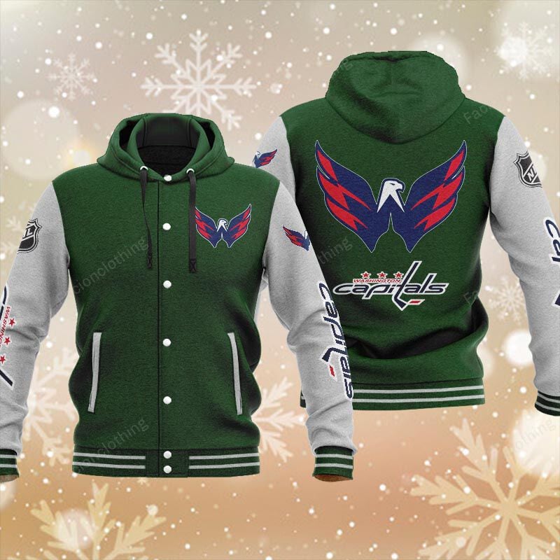 Sportswearmerch Washington Capitals NHL Personalized Hooded Baseball Jacket For Fan