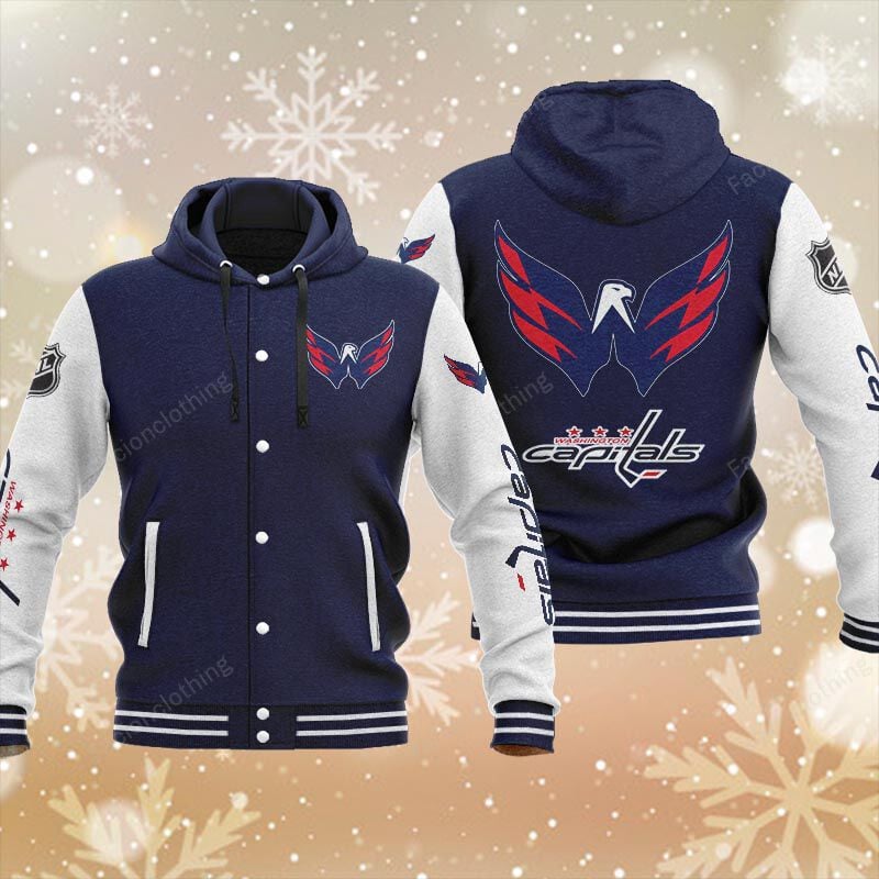 Sportswearmerch Washington Capitals NHL Personalized Hooded Baseball Jacket For Fan