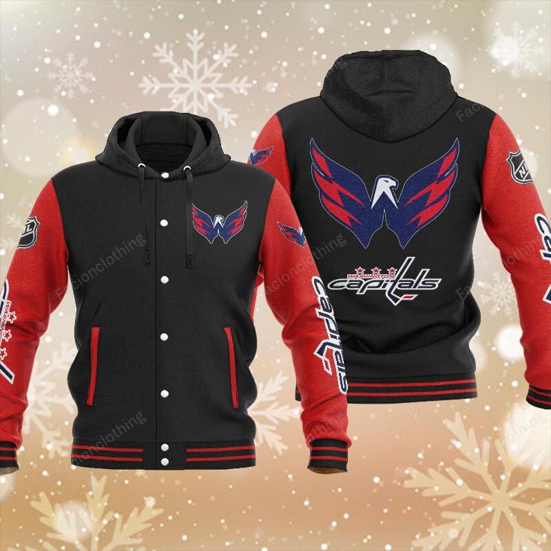 Sportswearmerch Washington Capitals NHL Personalized Hooded Baseball Jacket For Fan