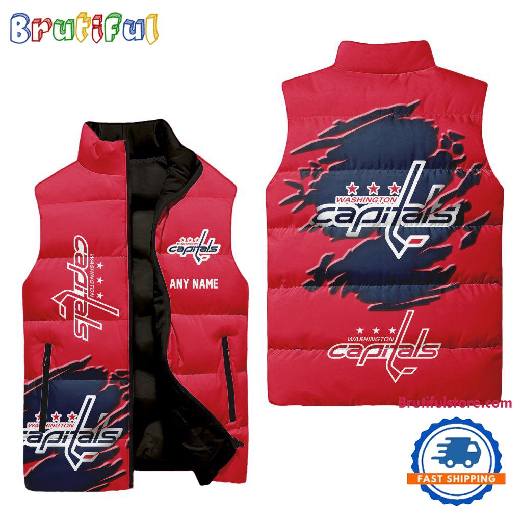 Sportswearmerch Washington Capitals NHL Personalized Sleeveless Puffer Jacket For Fan