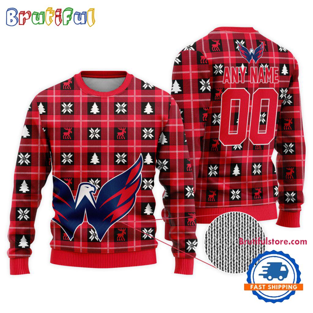 Sportswearmerch Washington Capitals NHL Personalized Snow Tree Ugly Christmas Sweater For Fan