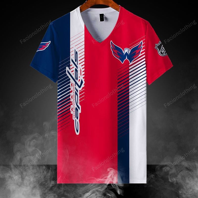 Sportswearmerch Washington Capitals NHL Personalized V-neck Women T-shirt For Fan