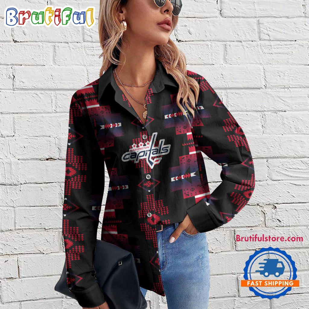 Sportswearmerch Washington Capitals NHL Special Native American Women's Casual Shirt For Fan