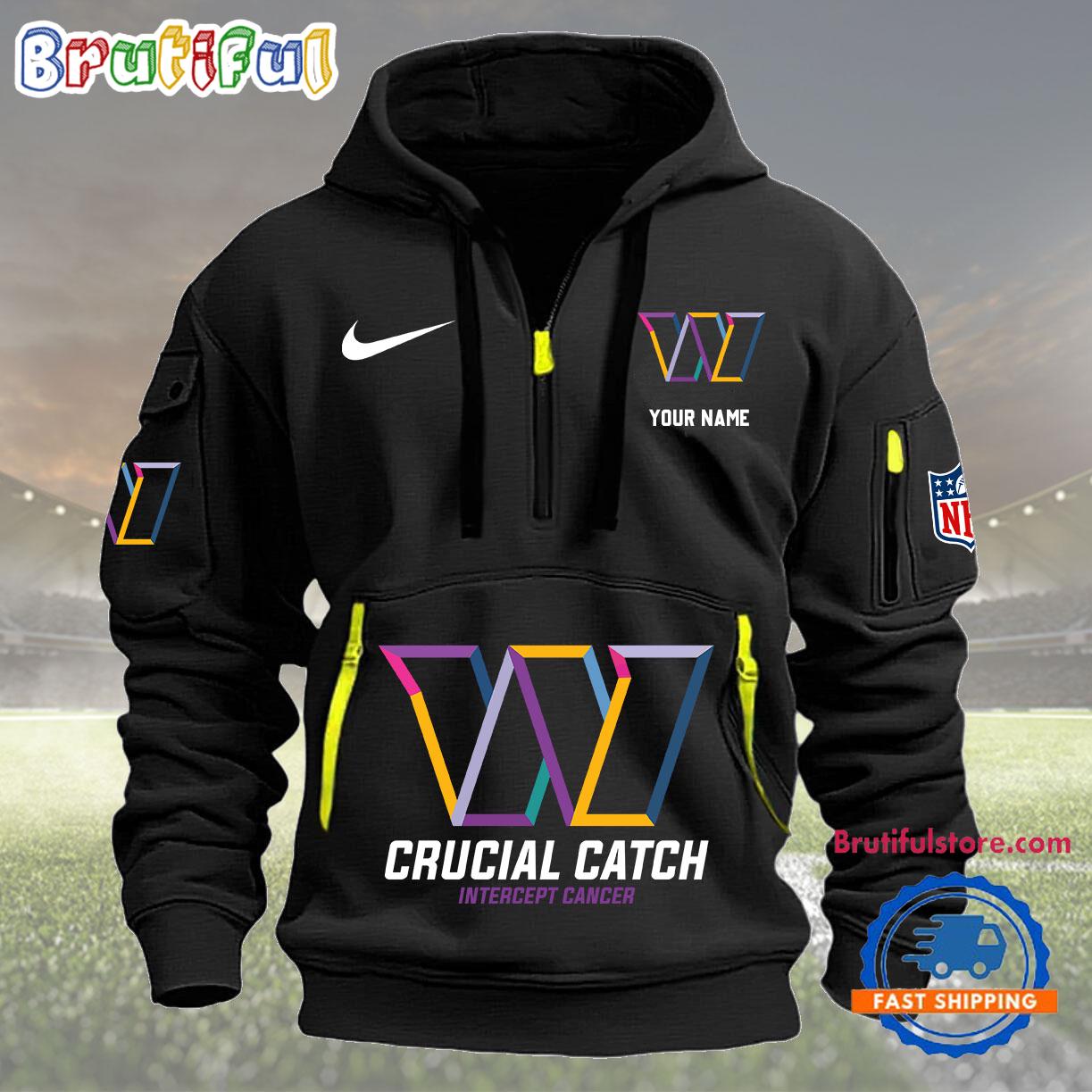 Sportswearmerch Washington Commanders NFL 2024 Crucial Catch Half Zip Hoodie For Fan