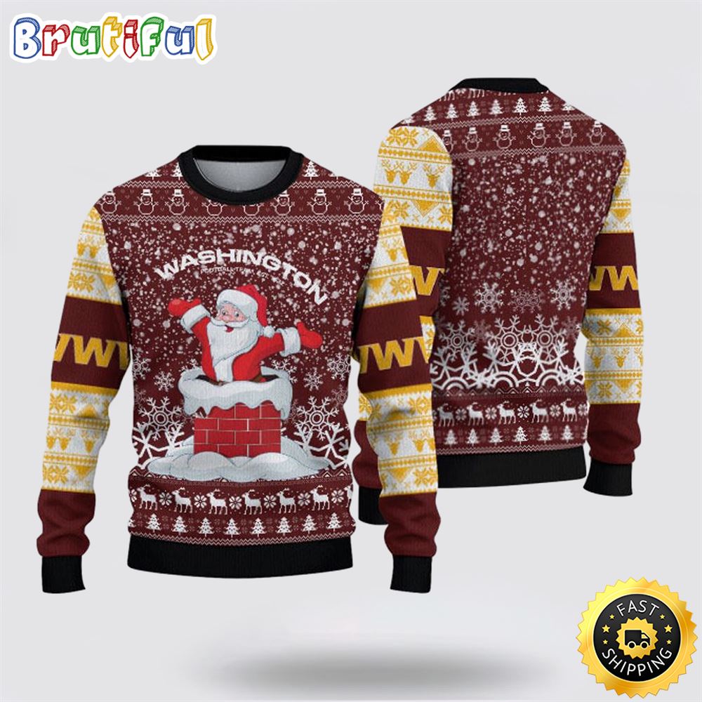 Sportswearmerch Washington Commanders NFL And Santa Claus Christmas Sweater For Fan