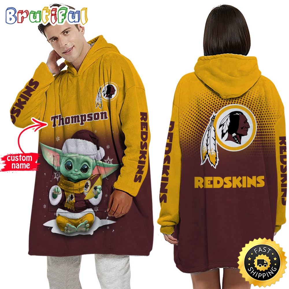 Sportswearmerch Washington Commanders NFL Baby Yoda Lover Personalized Blaket Hoodie For Fan