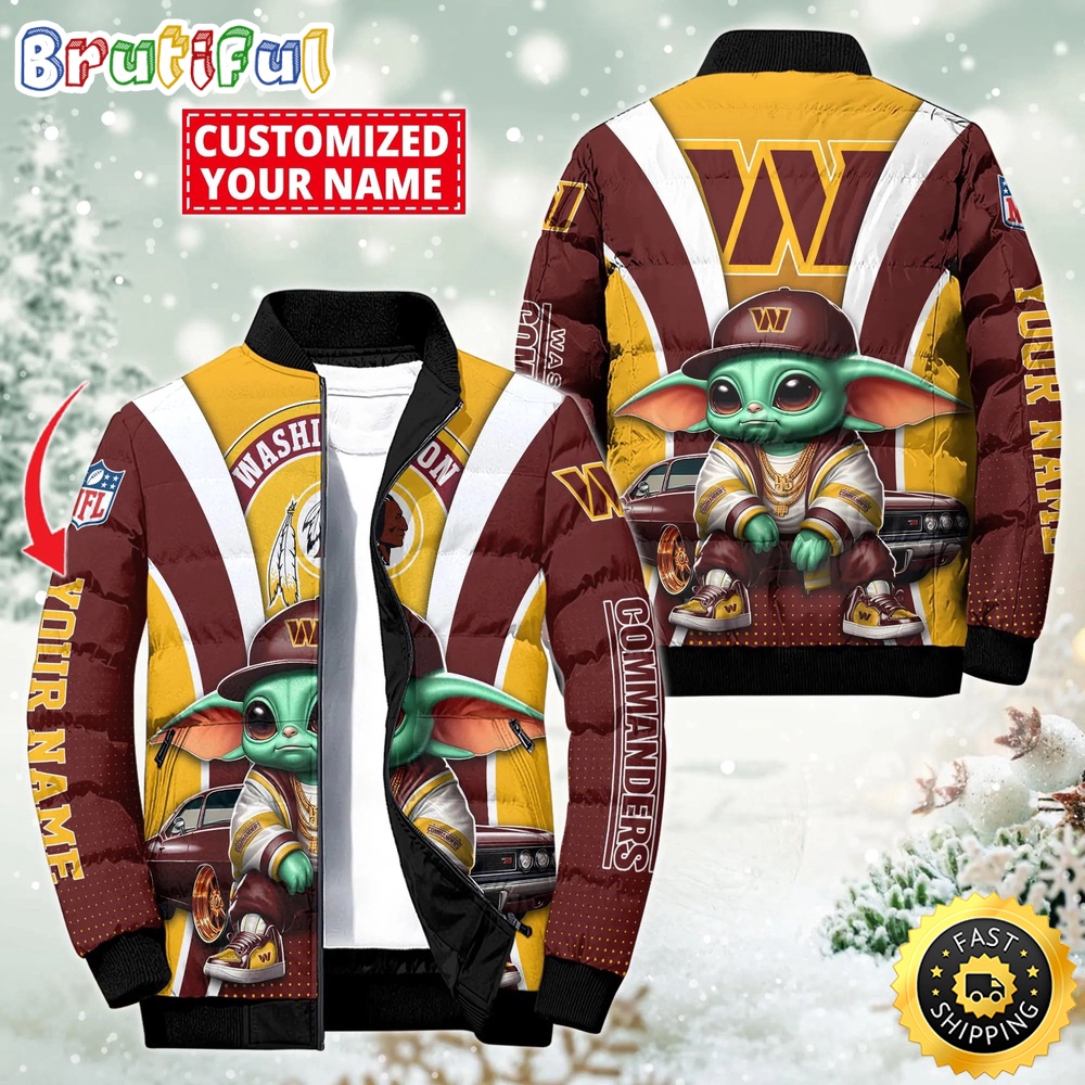 Sportswearmerch Washington Commanders NFL Baby Yoda Puffer Jacket For Fan