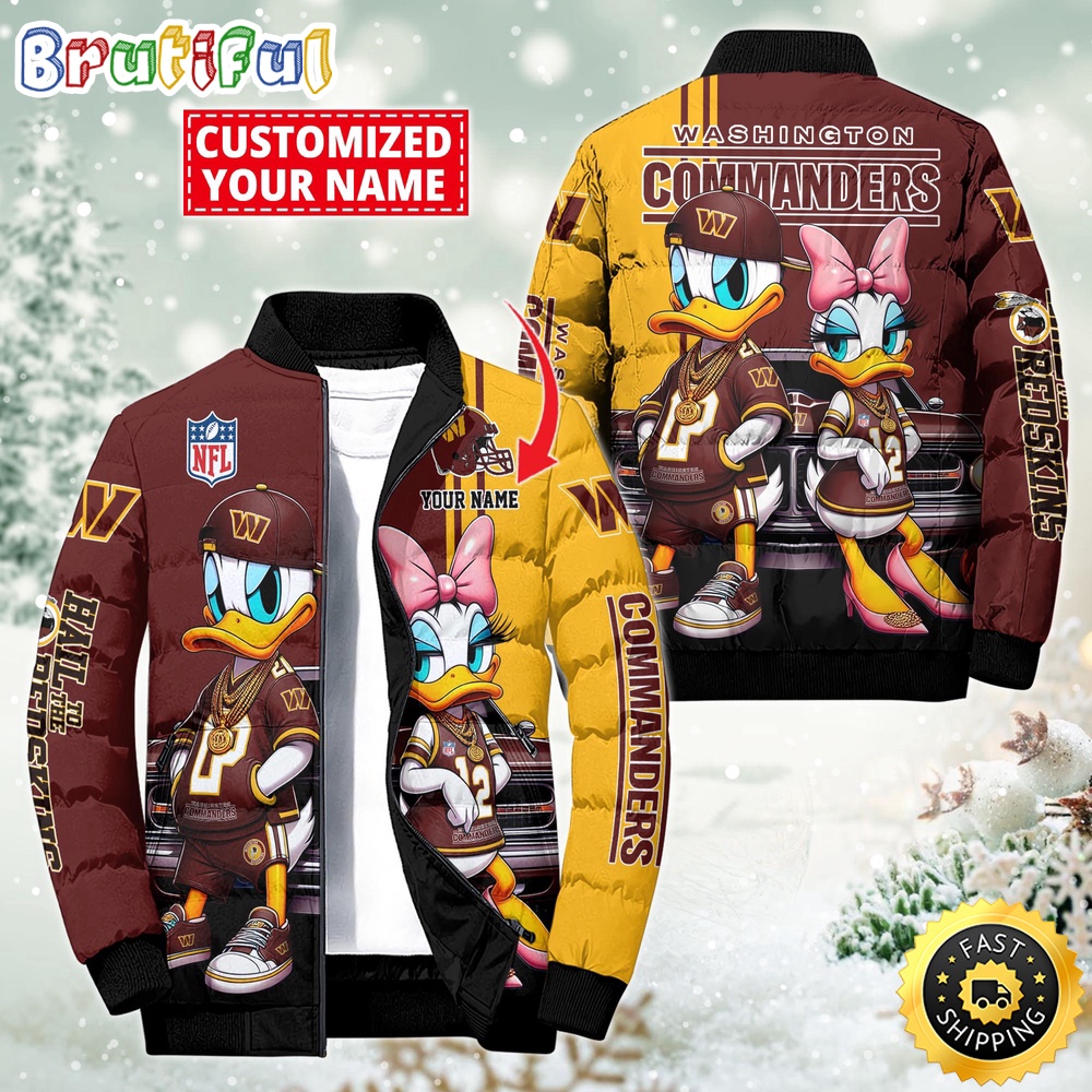 Sportswearmerch Washington Commanders NFL Donald Duck Puffer Jacket For Fan