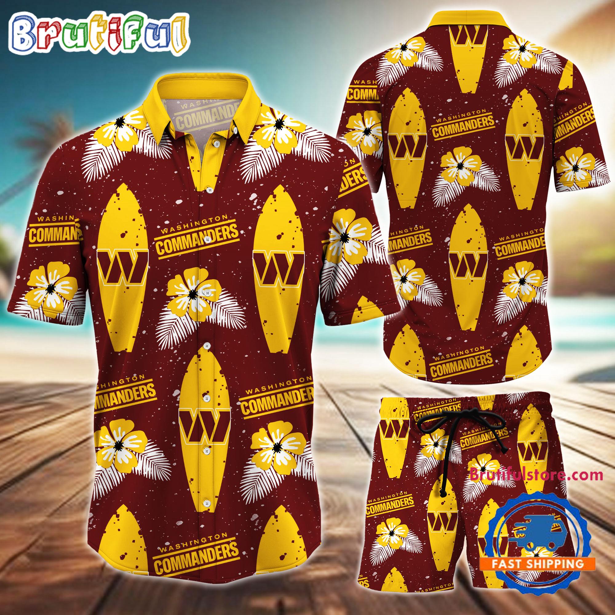 Sportswearmerch Washington Commanders NFL Flower Pattern Personalized Set Short Set For Fan
