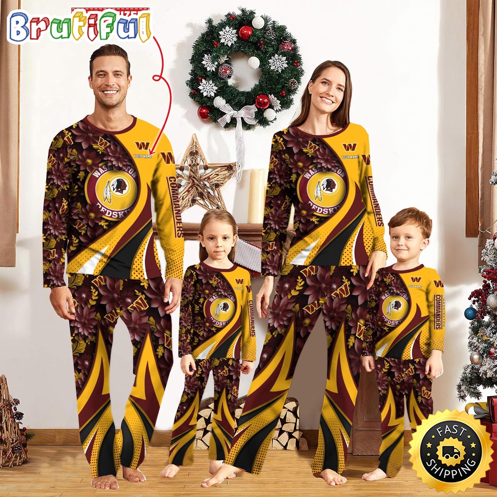Sportswearmerch Washington Commanders NFL Flower Personalized Pajamas Family For Fan