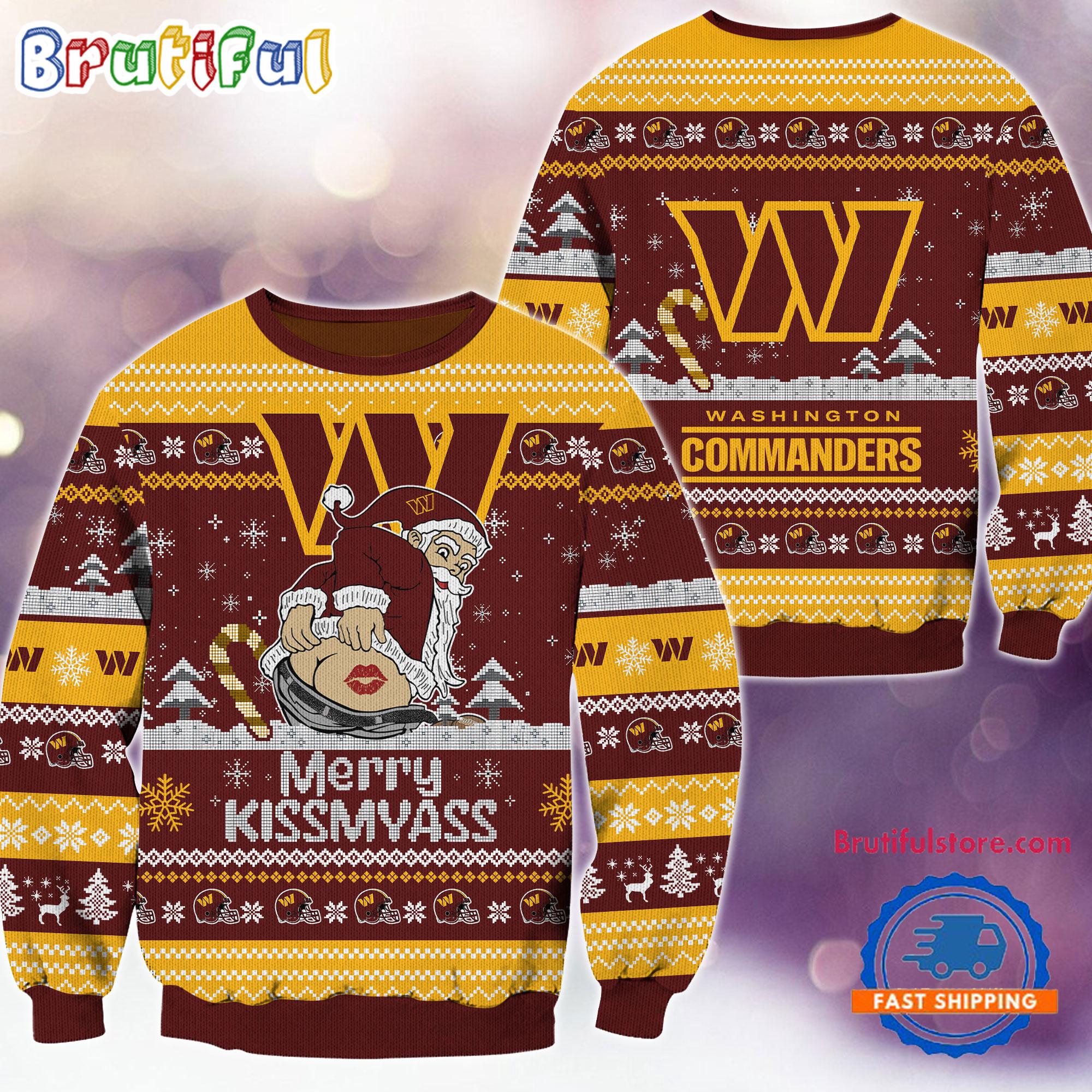 Sportswearmerch Washington Commanders NFL Funny Santa Claus Christmas Sweater For Fan