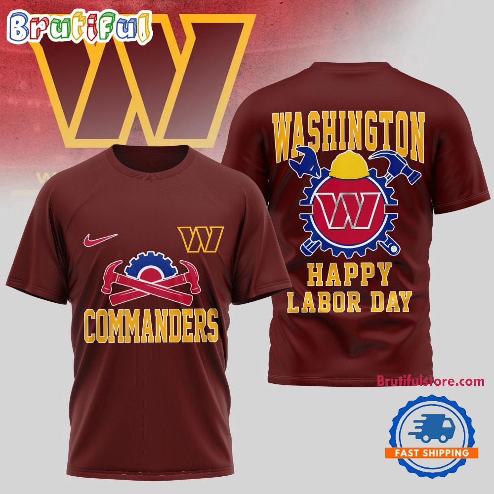 Sportswearmerch Washington Commanders NFL Happy Labor Day 2025 Uniesx 3D Shirt For Fan