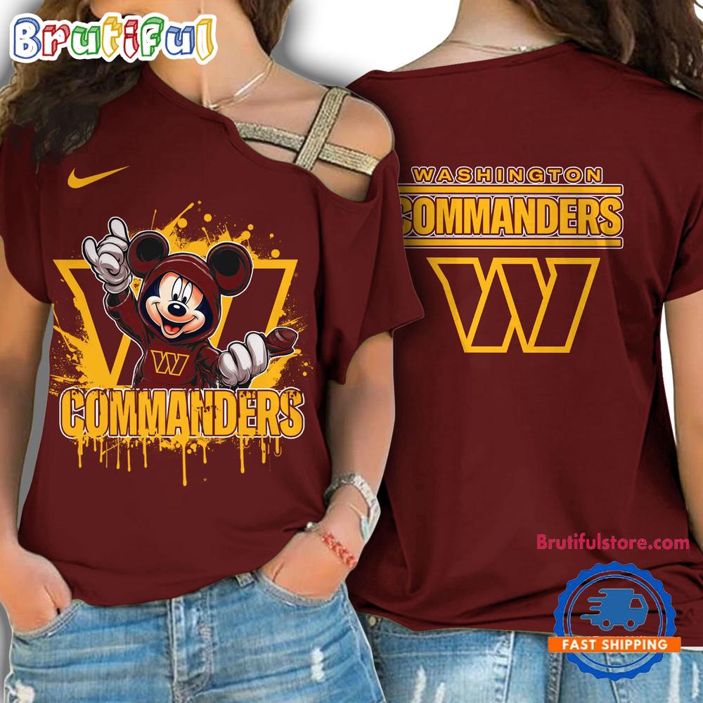 Sportswearmerch Washington Commanders NFL Mickey Mouse Strapless Sleeve Short For Fan