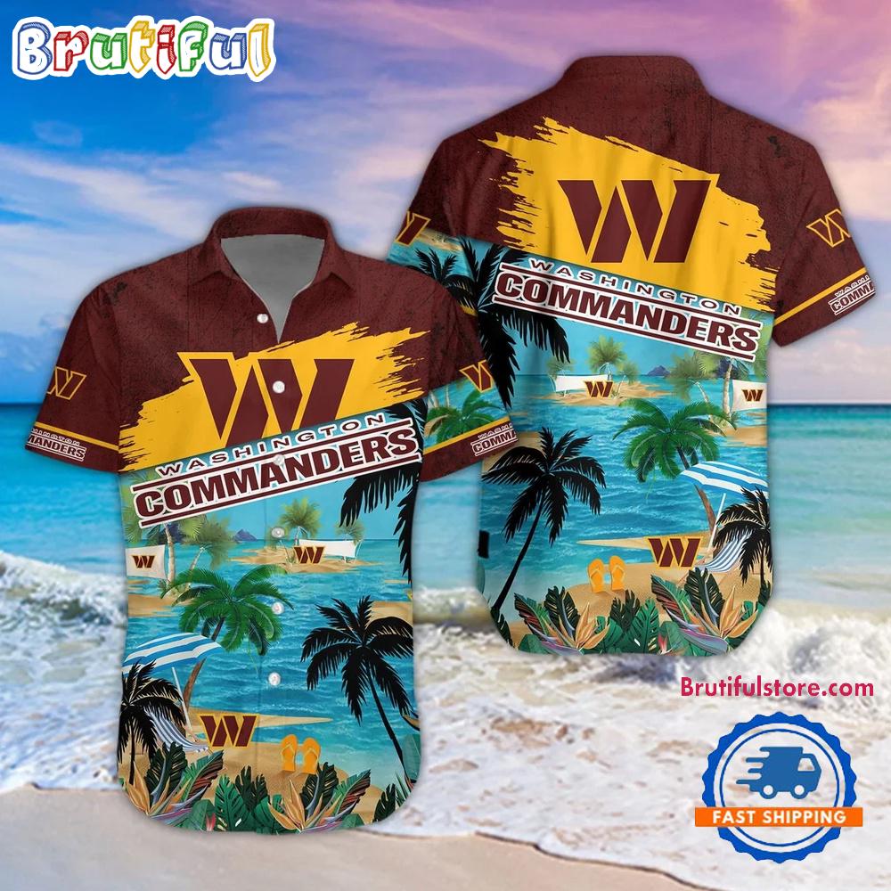 Sportswearmerch Washington Commanders NFL Palm Tree Summer Beach Personalized Hawaiian Shirt For Fan
