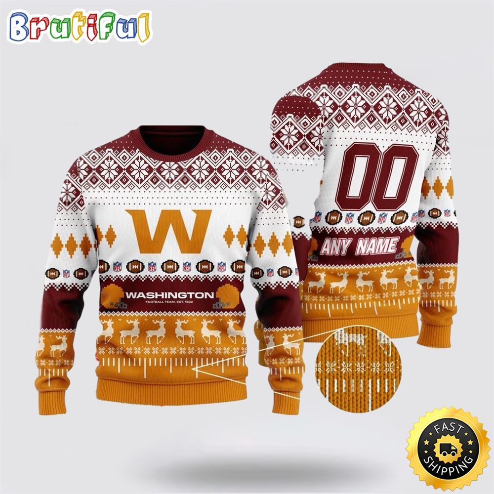 Sportswearmerch Washington Commanders NFL Personalized Christmas Sweater For Fan