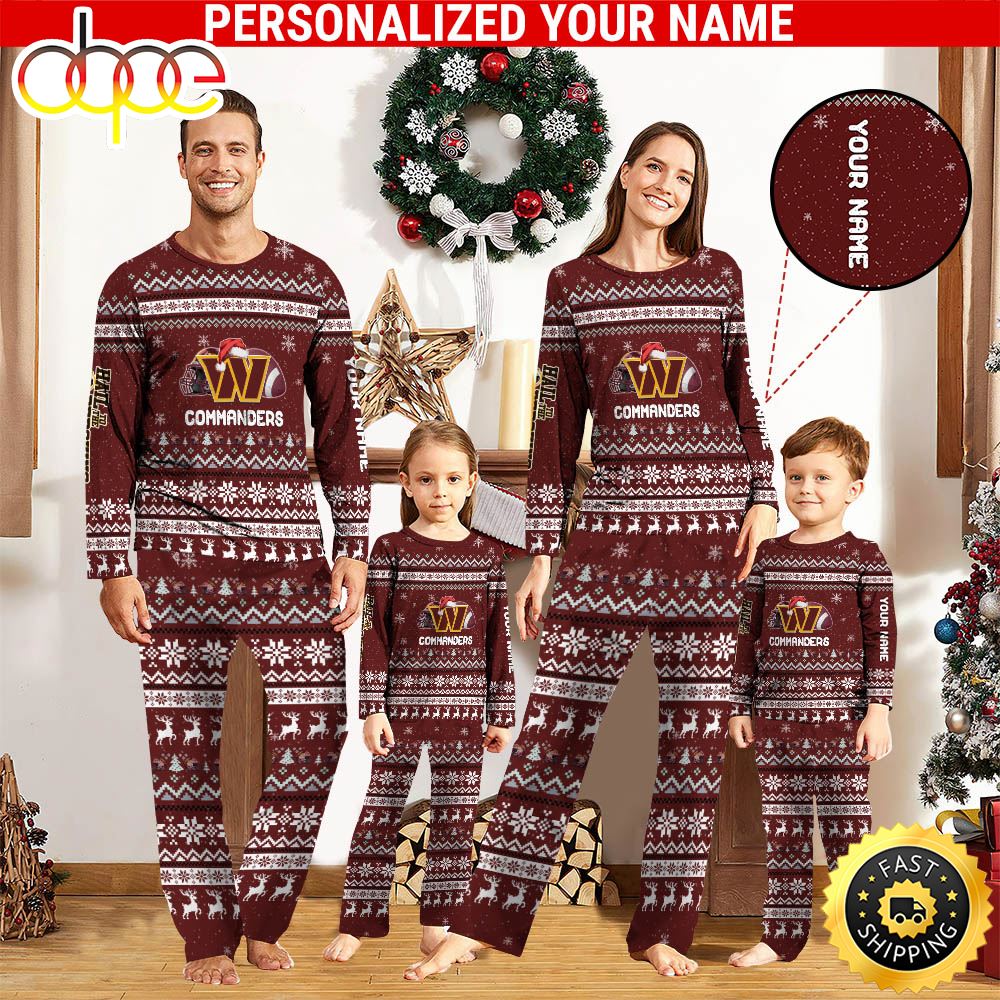 Sportswearmerch Washington Commanders NFL Personalized Pajamas Family For Fan