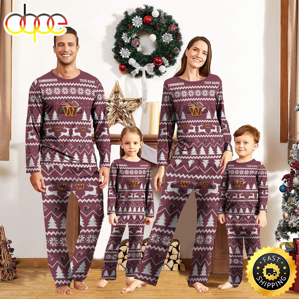 Sportswearmerch Washington Commanders NFL Personalized Pajamas Family For Fan