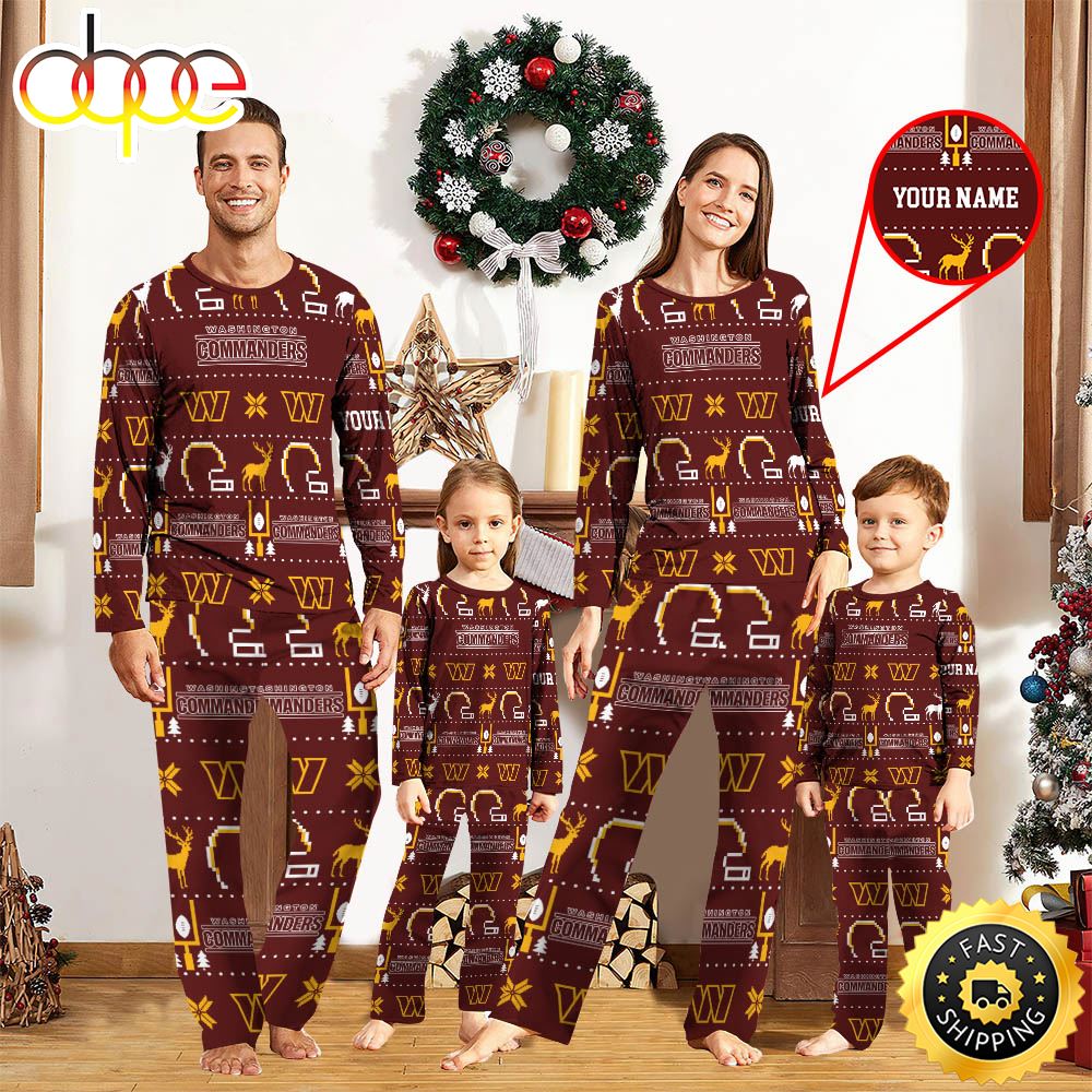 Sportswearmerch Washington Commanders NFL Personalized Pajamas Family For Fan