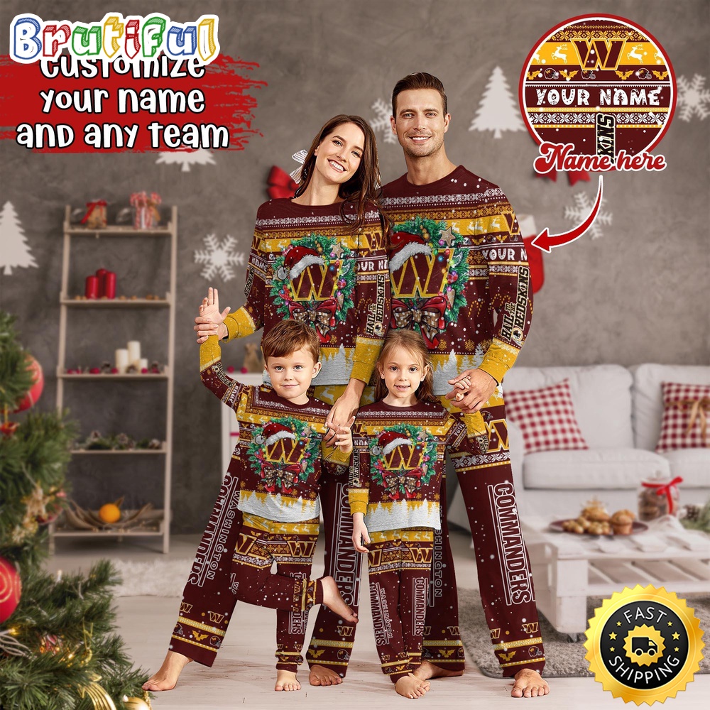 Sportswearmerch Washington Commanders NFL Personalized Pajamas Family For Fan