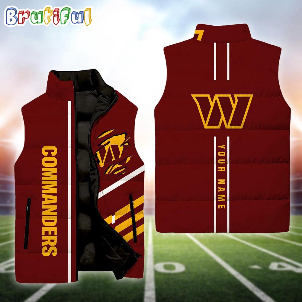 Sportswearmerch Washington Commanders NFL Personalized Sleeveless Down Puffer Jacket For Fan
