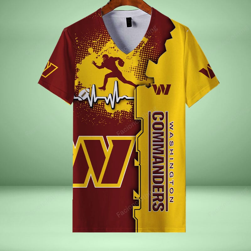 Sportswearmerch Washington Commanders NFL Personalized V-neck Women T-shirt For Fan
