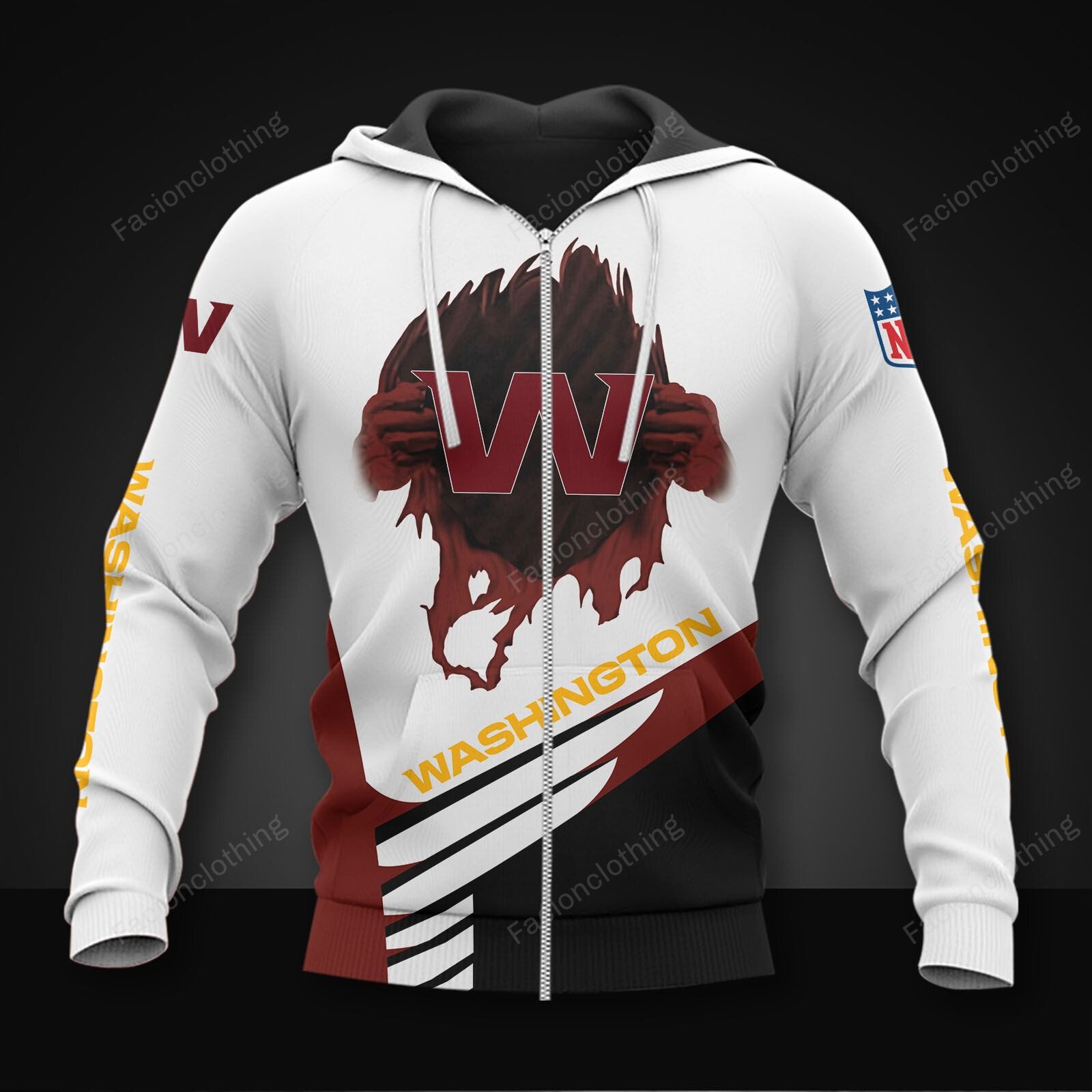 Sportswearmerch Washington Commanders NFL Personalized Zip Hoodie For Fan