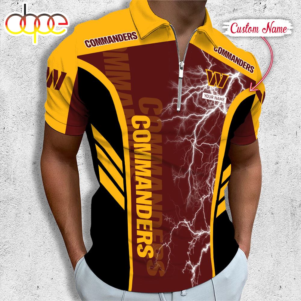 Sportswearmerch Washington Commanders NFL Personalized Zip Polo Shirt For Fan