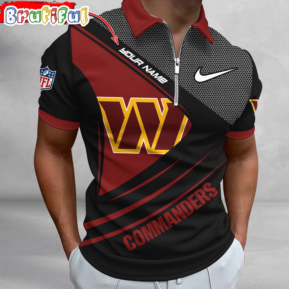 Sportswearmerch Washington Commanders NFL Personalized Zip Polo Shirt For Fan