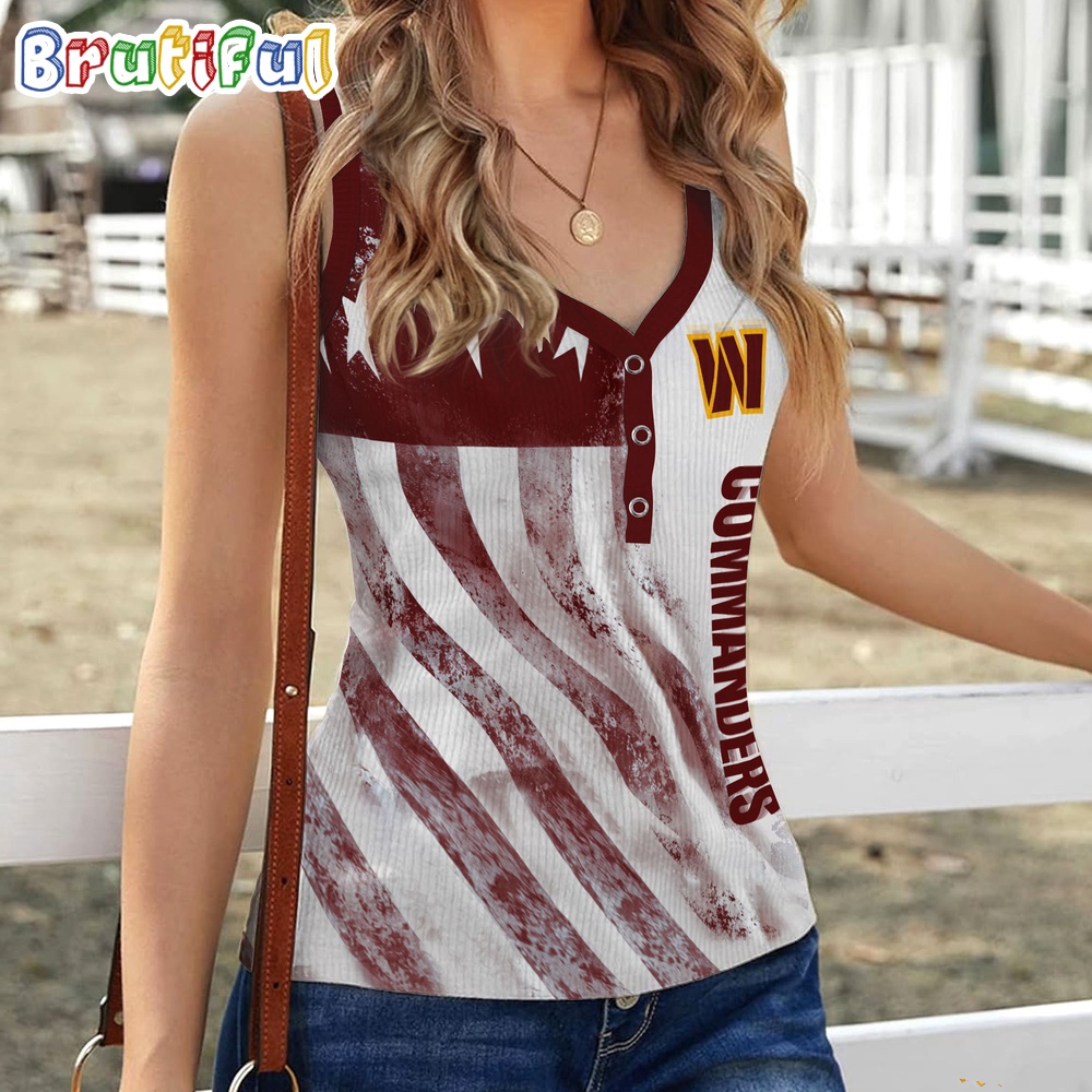 Sportswearmerch Washington Commanders NFL Women's V-Neck Ribbed Tank Top For Fan