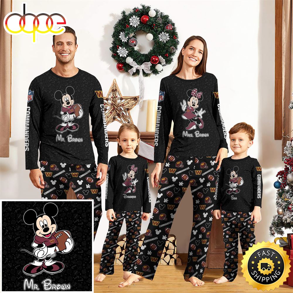 Sportswearmerch Washington Commanders NFL x Mickey Mouse Personalized Pajamas Family For Fan