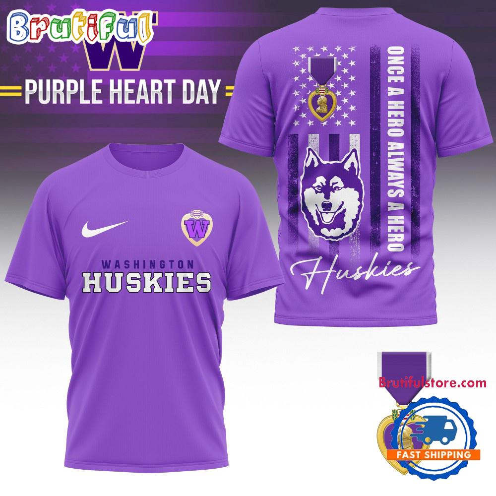 Sportswearmerch Washington Huskies NCAA National Purple Heart Day T-shirt For Fan