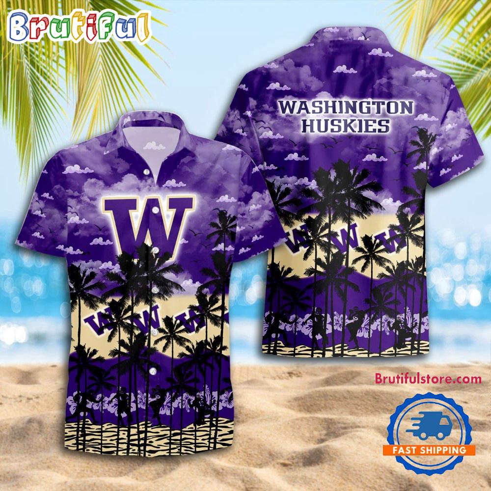 Sportswearmerch Washington Huskies NCAA Palm Tree Personalized Hawaiian Shirt For Fan