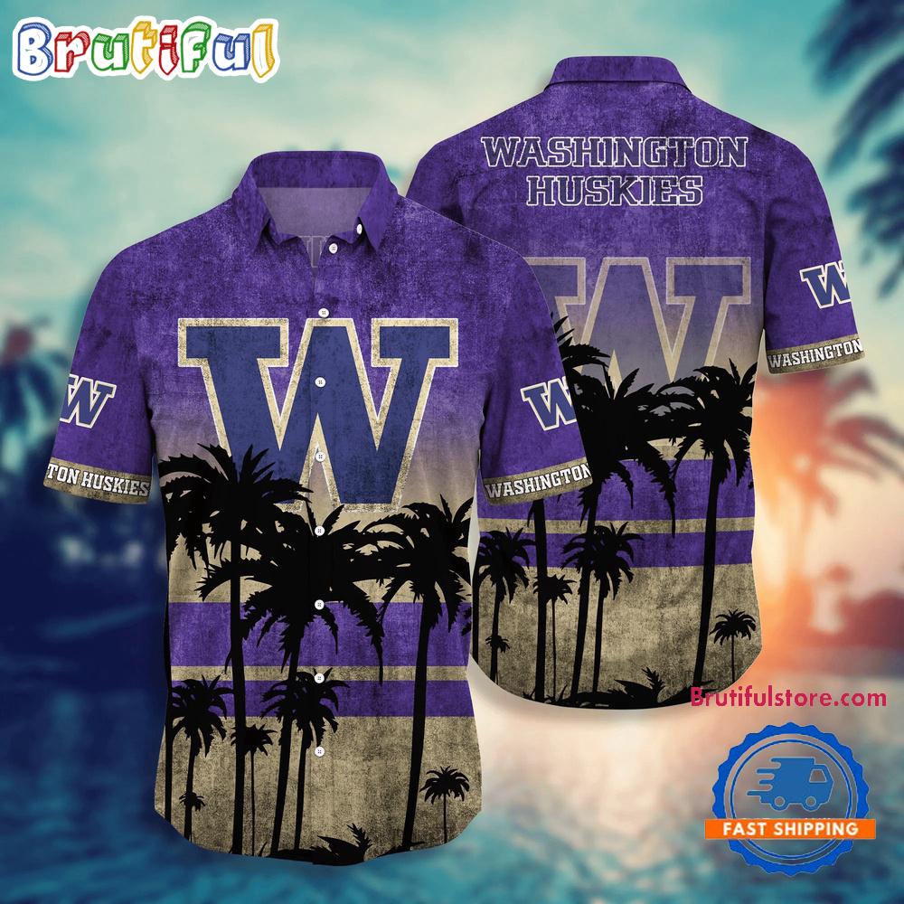 Sportswearmerch Washington Huskies NCAA Palm Tree Tropical Summer Beach Hawaiian Shirt For Fan