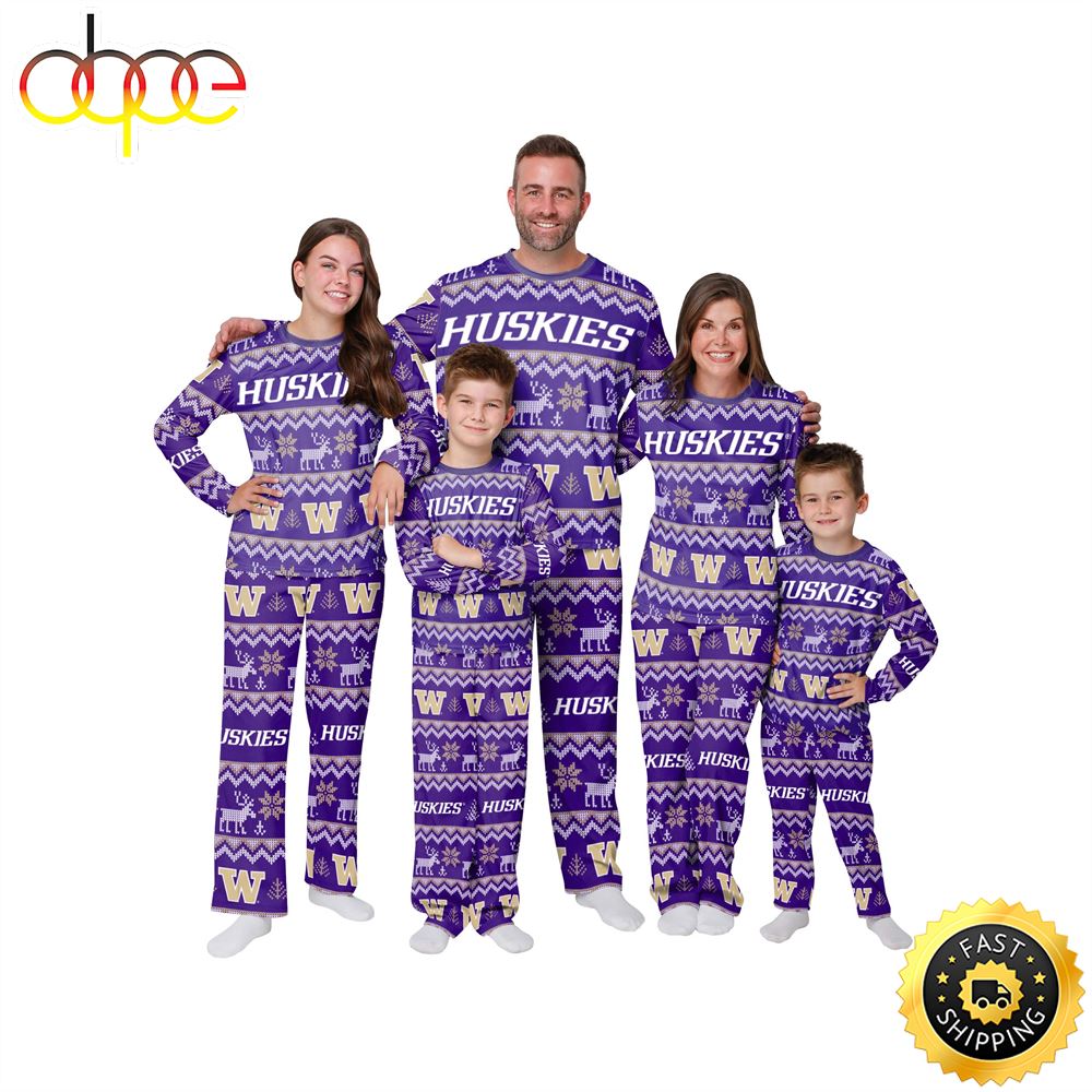 Sportswearmerch Washington Huskies NCAA Patterns Essentials Christmas Personalized Pajamas For Fan
