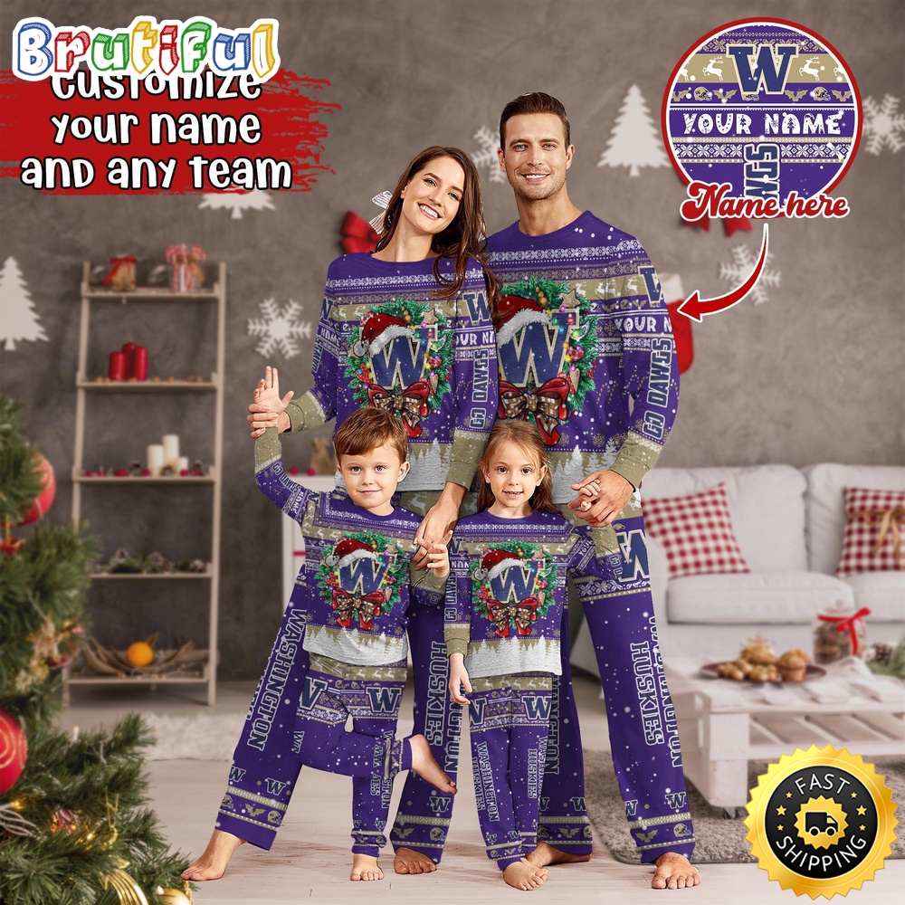 Sportswearmerch Washington Huskies NCAA Personalized Pajamas Family For Fan