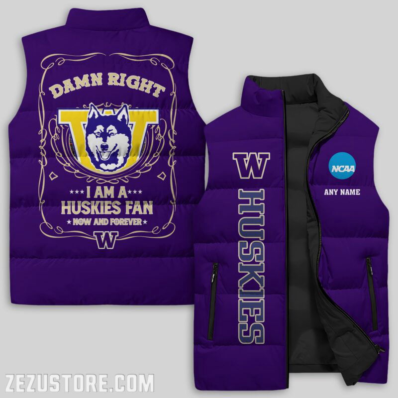 Sportswearmerch Washington Huskies NCAA Sleeveless Puffer Jacket For Fans