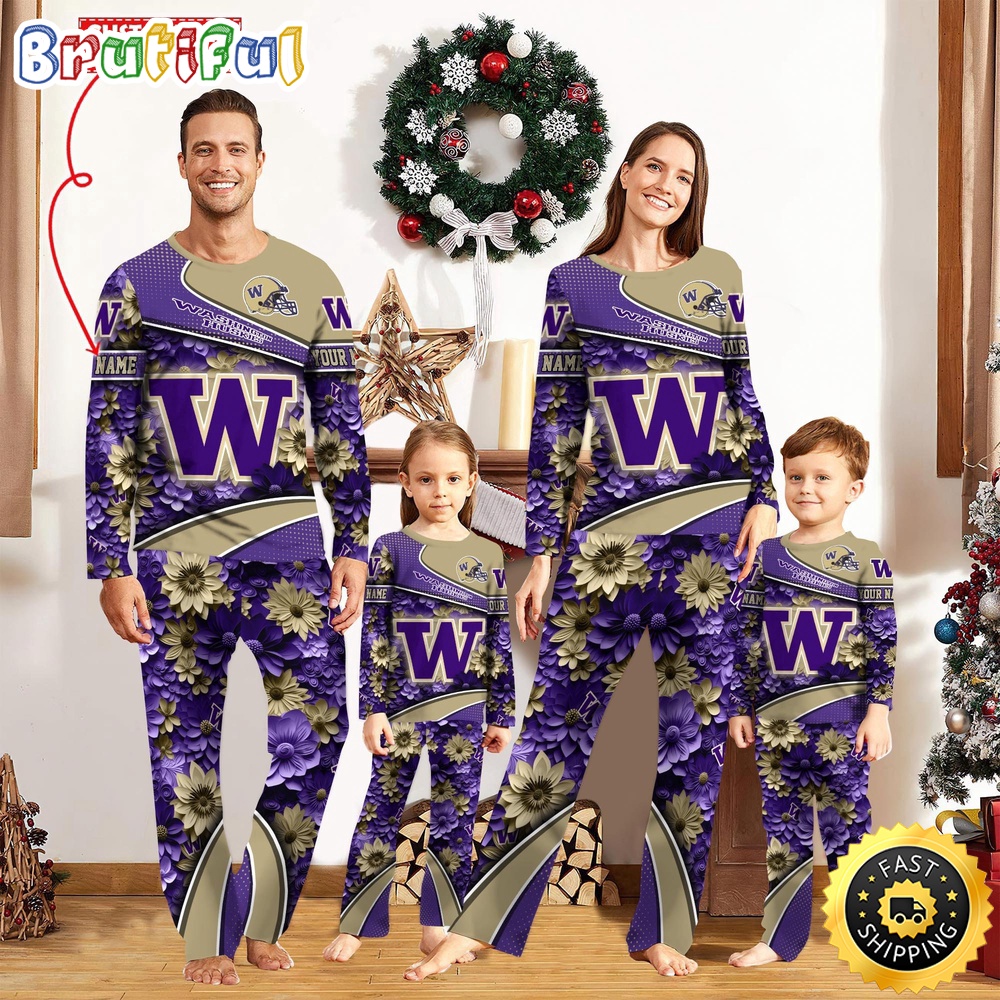 Sportswearmerch Washington Huskies NCAA Sport Fans Personalized Pajamas Family For Fan