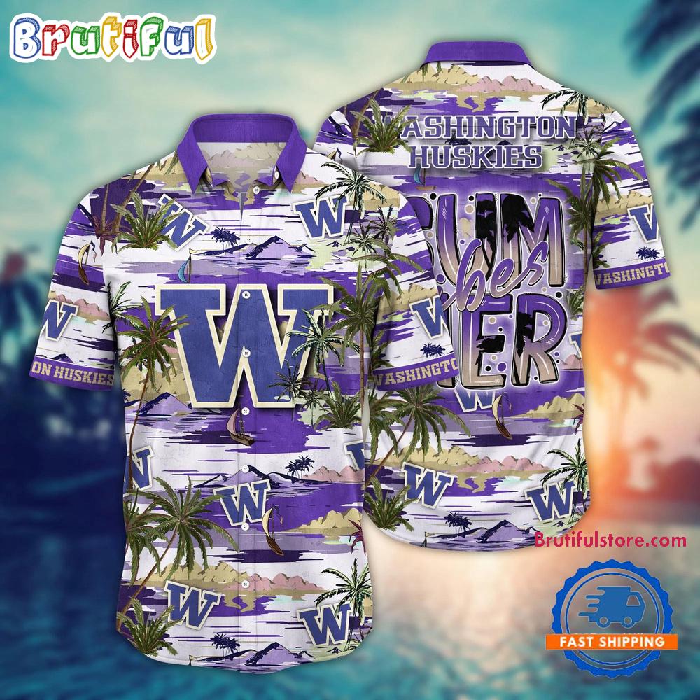 Sportswearmerch Washington Huskies NCAA Summer Beach Personalized Hawaiian Shirt For Fan