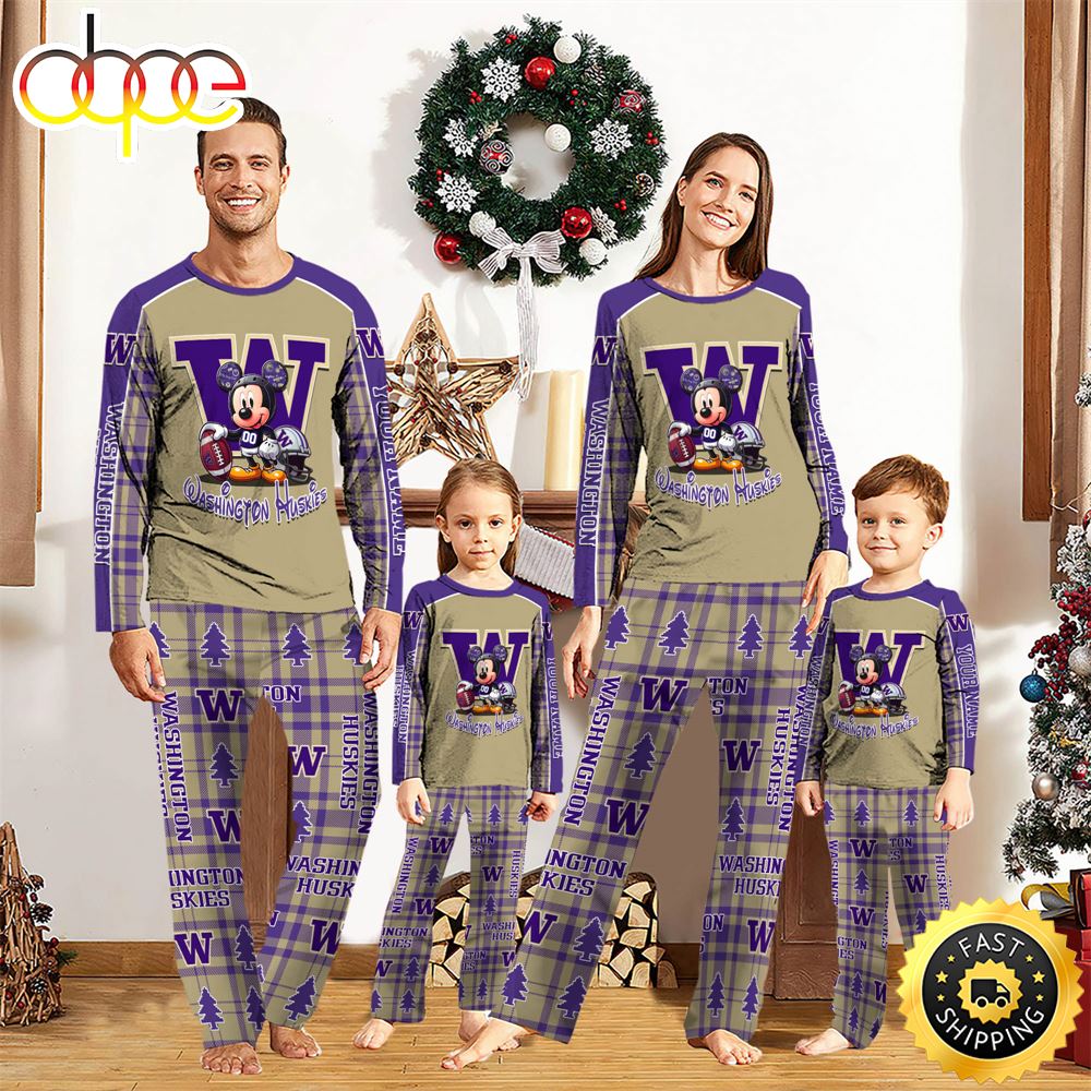 Sportswearmerch Washington Huskies NCAA x Mickey Mouse Personalized Pajamas Family For Fan