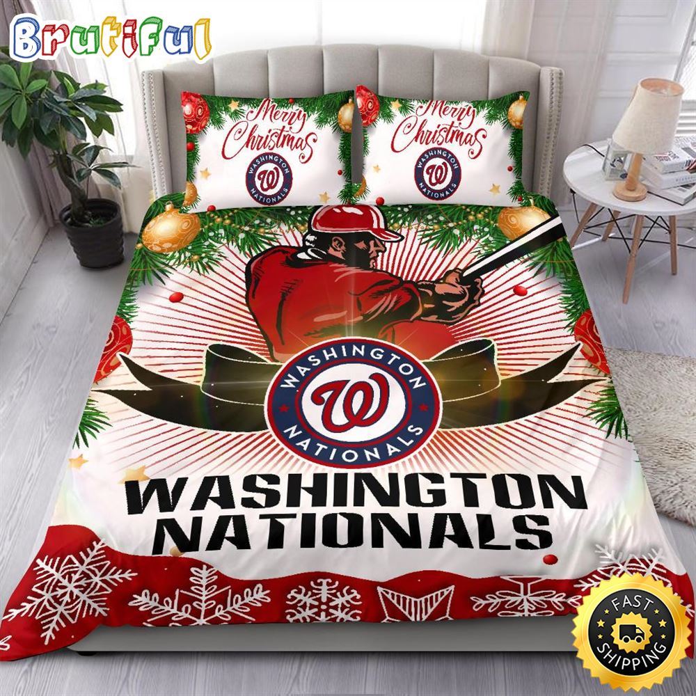 Sportswearmerch Washington Nationals MLB Christmas Bedding Sets Merry For Fan