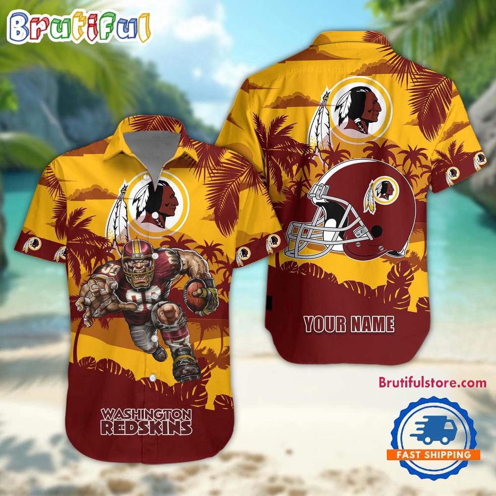 Sportswearmerch Washington Redskin Football Mascot Summer Personalized Hawaiian Shirt For Fan