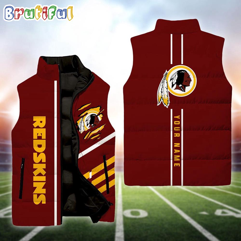 Sportswearmerch Washington Redskin NFL Personalized Sleeveless Down Puffer Jacket For Fan