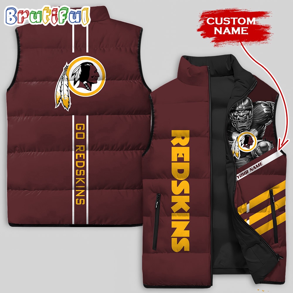 Sportswearmerch Washington Redskins NFL Damn Right Sleeveless Down Puffer Jacket For Fan