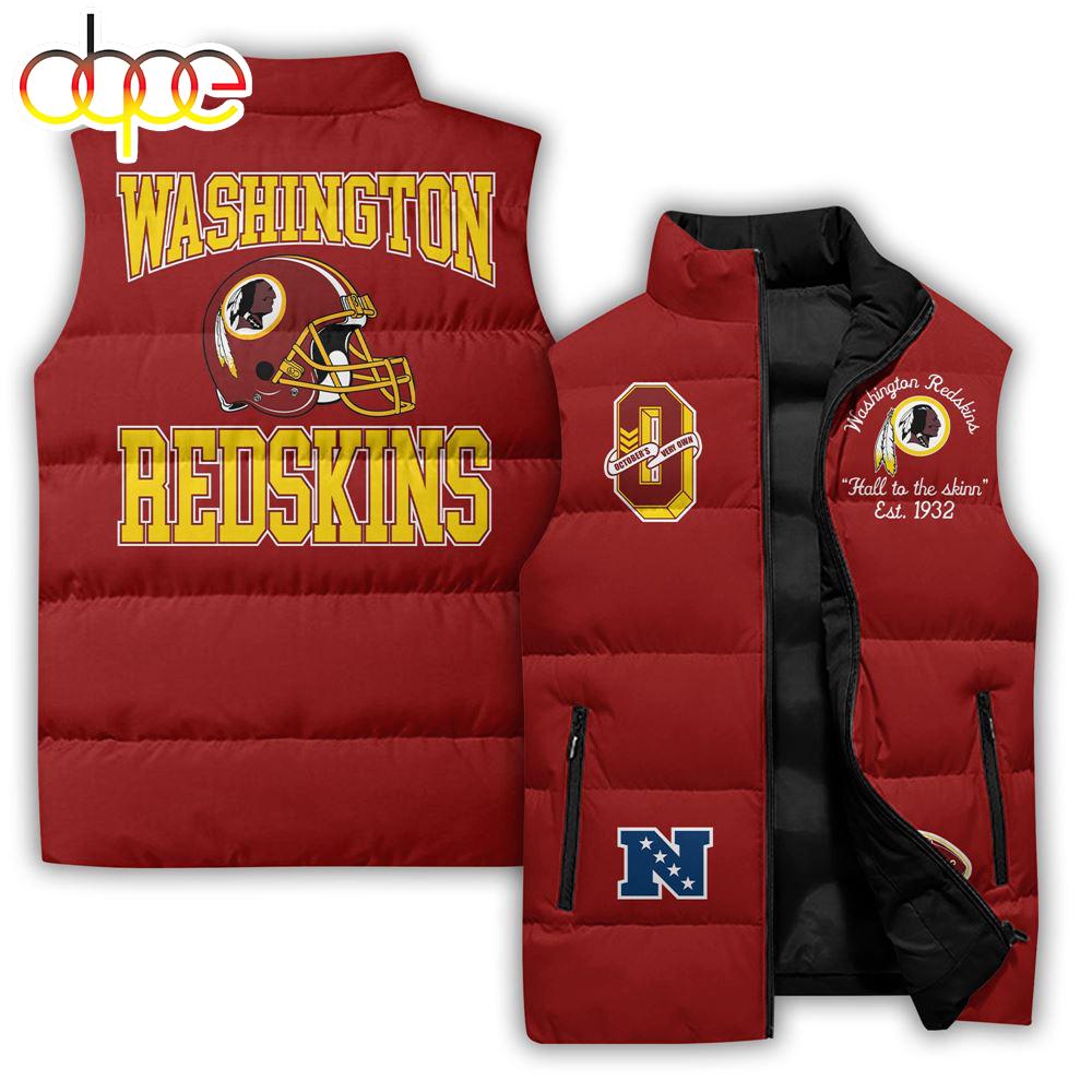 Sportswearmerch Washington Redskins NFL OVO Full-Snap Personalized Sleeveless Puffer Jacket For Fan