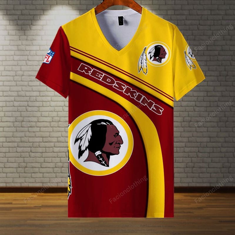 Sportswearmerch Washington Redskins NFL Personalized V-neck Women T-shirt For Fan