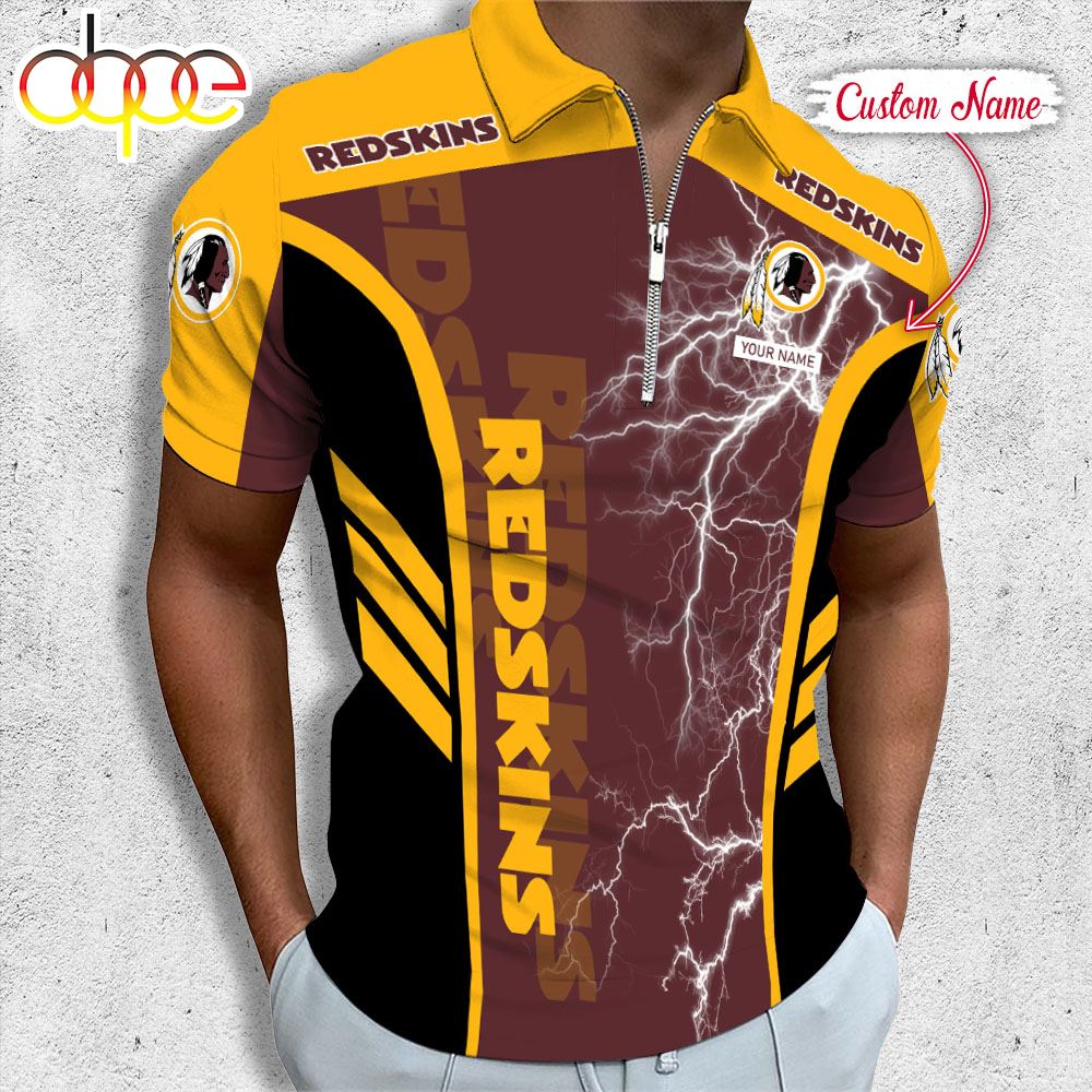 Sportswearmerch Washington Redskins NFL Personalized Zip Polo Shirt For Fan