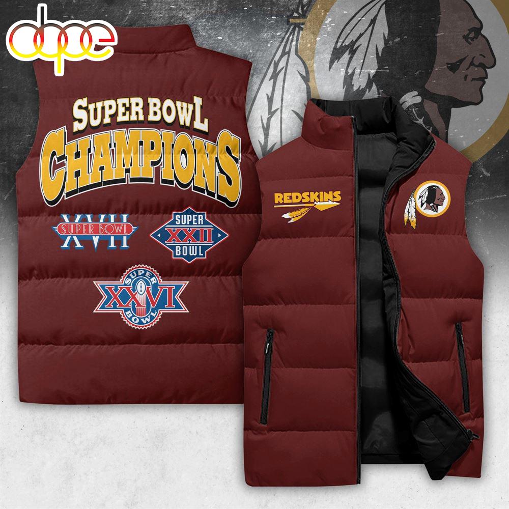 Sportswearmerch Washington Redskins NFL Super Bowl Champions Personalized Sleeveless Puffer Jacket For Fan