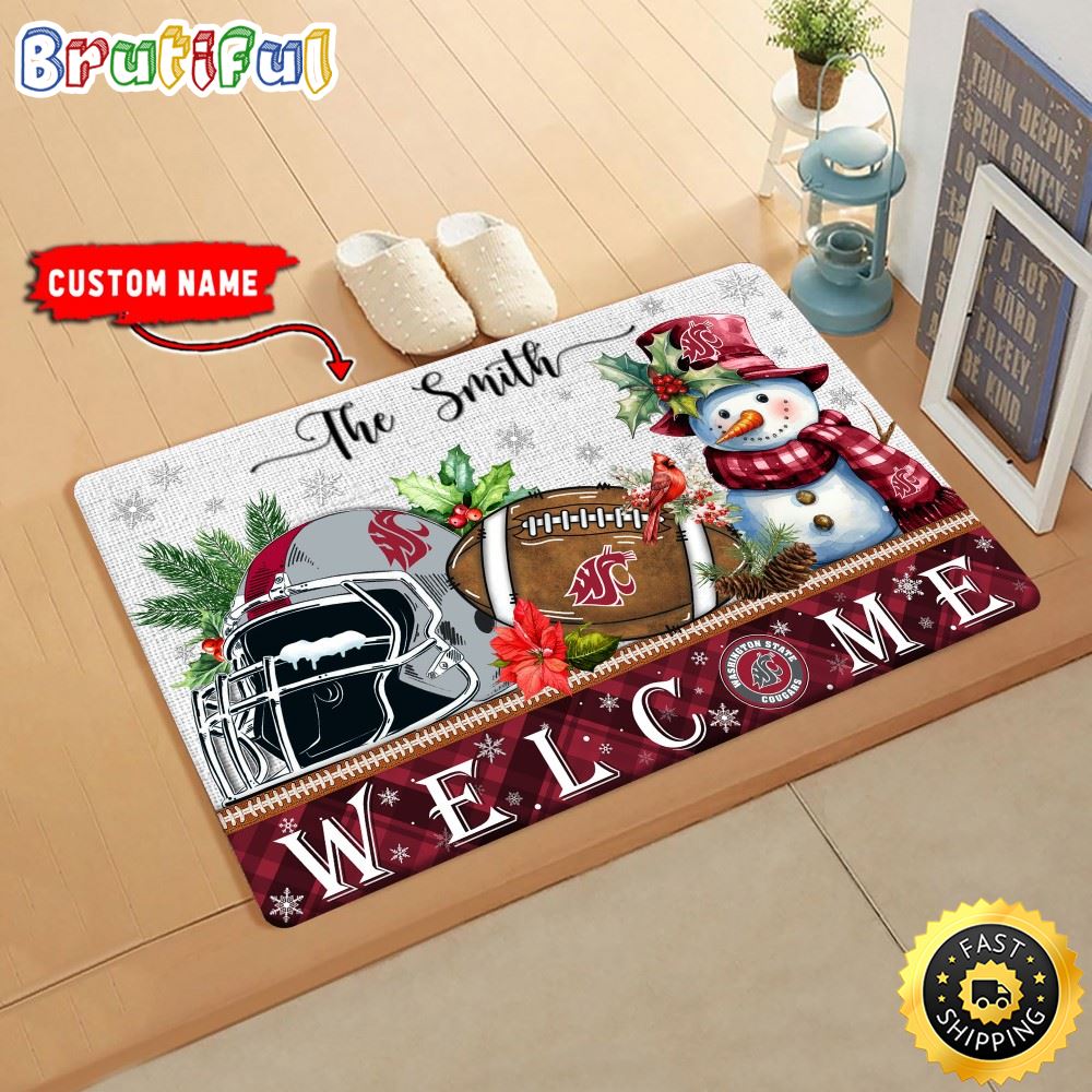 Sportswearmerch Washington State Cougars NCAA Christmas Doormat For Fan