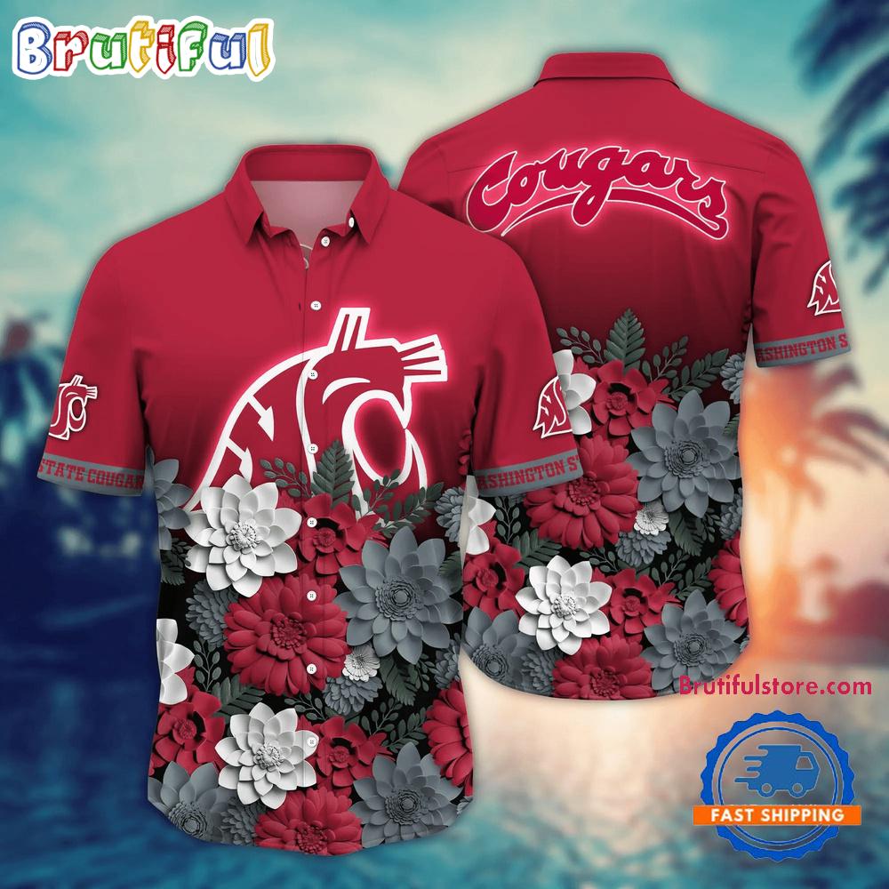 Sportswearmerch Washington State Cougars NCAA Flower Tropical Summer Beach Hawaiian Shirt For Fan